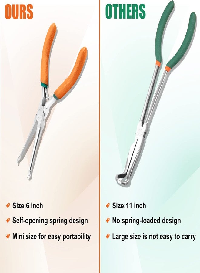 كماشة LEONTOOL ذات قبضة خرطوم مقاس 6 بوصات، كماشة صغيرة لإزالة غطاء شمعة الإشعال، كماشة ذات حلقة أنف طويلة المدى بقطر 1/5 بوصة لأغطية شمعة الإشعال وإزالة الخراطيم الصغيرة - Image 3