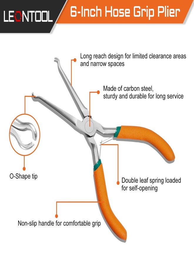كماشة LEONTOOL ذات قبضة خرطوم مقاس 6 بوصات، كماشة صغيرة لإزالة غطاء شمعة الإشعال، كماشة ذات حلقة أنف طويلة المدى بقطر 1/5 بوصة لأغطية شمعة الإشعال وإزالة الخراطيم الصغيرة - Image 2