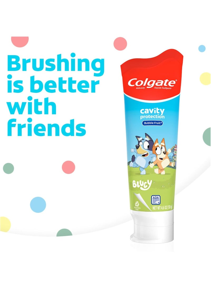 Colgate Kids Bluey Toothpaste with Fluoride, Fights Cavities, Mild Fruit Flavor, Sugar Free, 4.6 Oz Tube - Image 2
