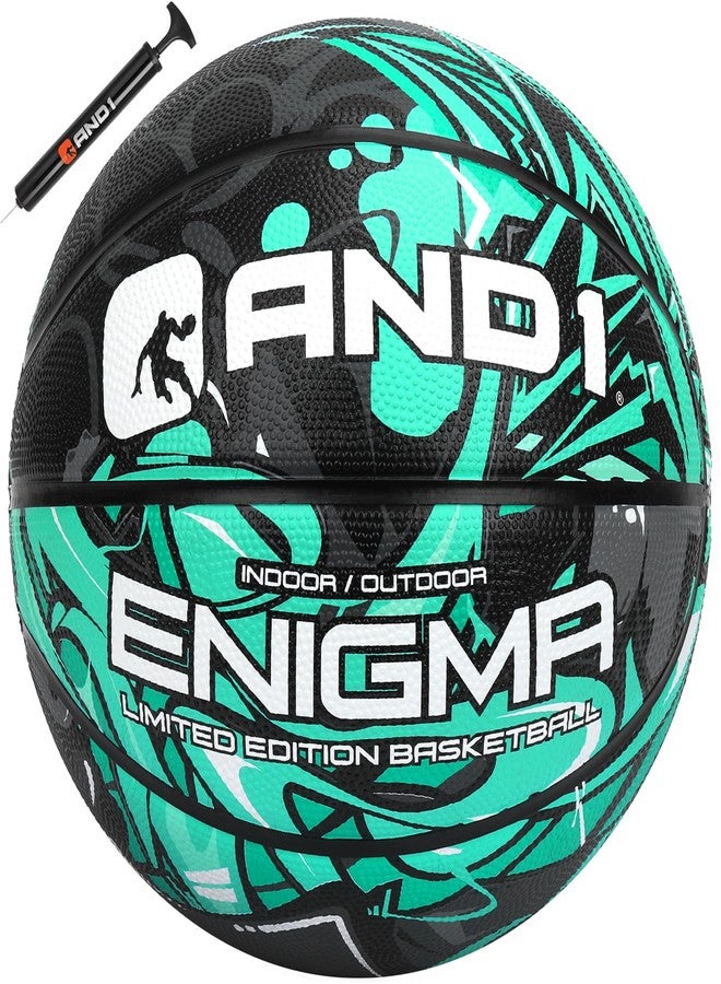AND1 Enigma 28.5 Basketball - Intermediate Rubber Streetball for Indoor/Outdoor Play, Includes Pump, Official Women's High School, College, Size 6 - Image 1