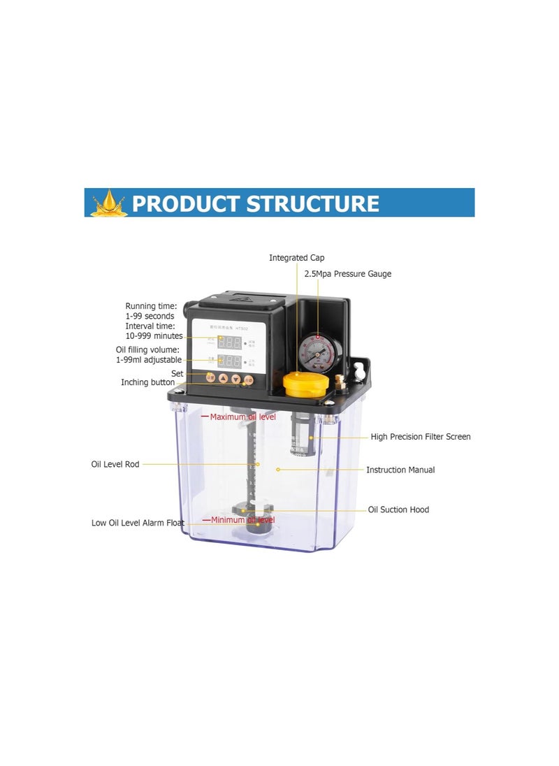 Generic - Automatic Lubricating Oil Pump 2 L Digital Numerical Control Electromagnetic Lubrication Pump Oiler CNC Oil Pump Lathe Oiler 110V - Image 1