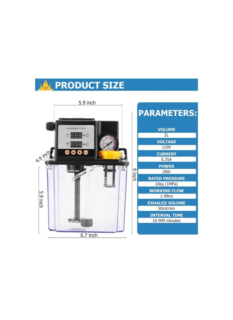 Generic - Automatic Lubricating Oil Pump 2 L Digital Numerical Control Electromagnetic Lubrication Pump Oiler CNC Oil Pump Lathe Oiler 110V - Image 1