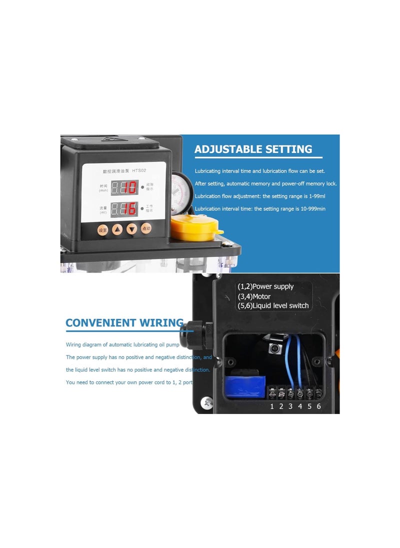 Generic - Automatic Lubricating Oil Pump 2 L Digital Numerical Control Electromagnetic Lubrication Pump Oiler CNC Oil Pump Lathe Oiler 110V - Image 1