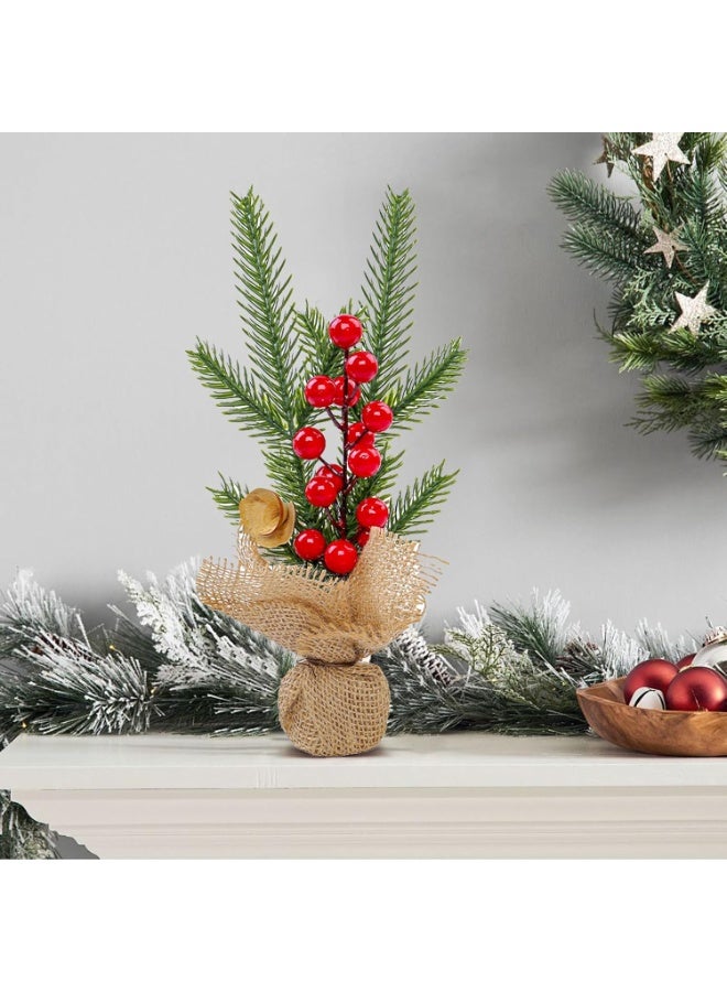 TAPIT Mini Christmas Tree 3 Pcs Tabletop Artificial Mini Xmas Pine Tree Miniature Pine Christmas Tree with Linen Base for Home Office Room Holiday Decor (B-3PCS) - Image 3