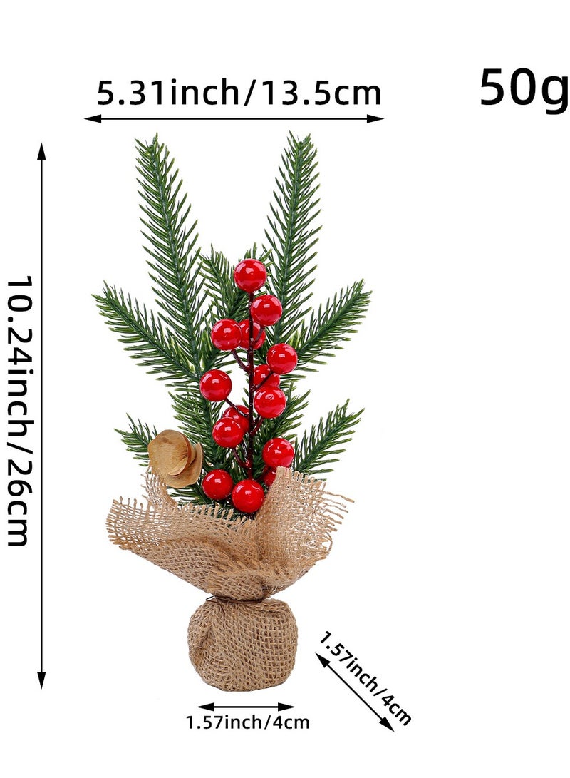 TAPIT Mini Christmas Tree 3 Pcs Tabletop Artificial Mini Xmas Pine Tree Miniature Pine Christmas Tree with Linen Base for Home Office Room Holiday Decor (B-3PCS) - Image 5