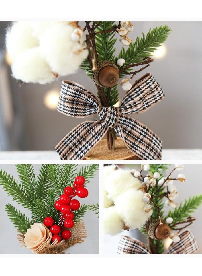 TAPIT Mini Christmas Tree 3 Pcs Tabletop Artificial Mini Xmas Pine Tree Miniature Pine Christmas Tree with Linen Base for Home Office Room Holiday Decor (B-3PCS) - Image 4