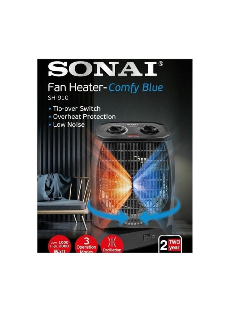 سوناي دفاية بمروحة كومفي 2000.0 W SH910 أسود  - Image 2