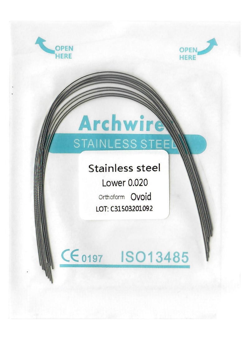 keemz Stainless Steel Orthodontic Arch Wire Ovoid 0.020 Inch Large – 10 Pieces/Pack - Image 1