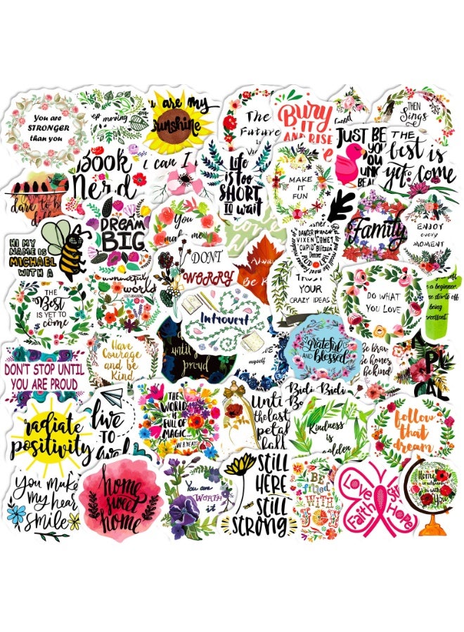 NIBEMINENT 50 Pcs Inspirational Words Deco Kit Waterproof Stickers, High Definition Printing Bright Colors, Suitable for Laptop Skateboard Luggage Water Bottle Guitar DIY - Image 1