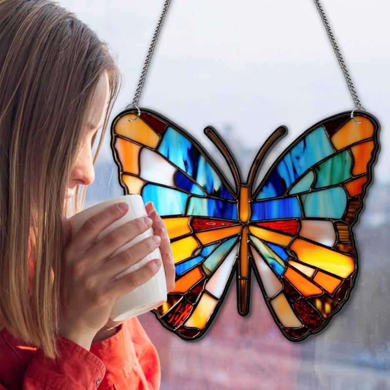 Yangshine Butterfly Acrylic Window Decoration Stained Suncatcher for Window, Patio, Wall, Home and Garden - Image 2