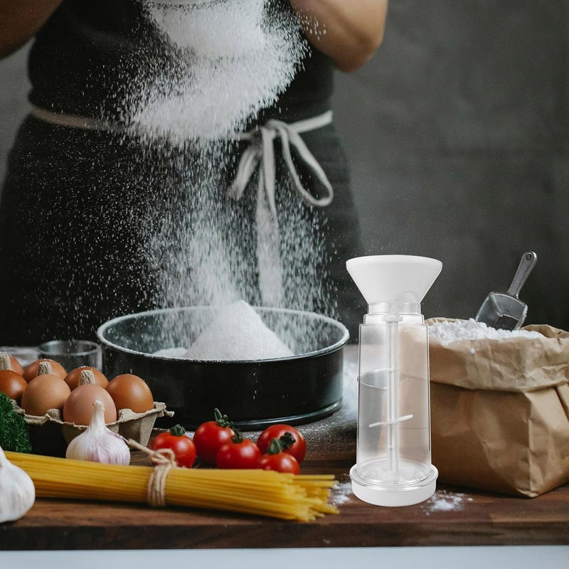 VICASKY Semi-automatic Cup Flour Sifter with Fine Mesh, White Plastic Handheld Flour Duster and Sugar Powder Sieve for Home Baking and Kitchen Use - Image 5