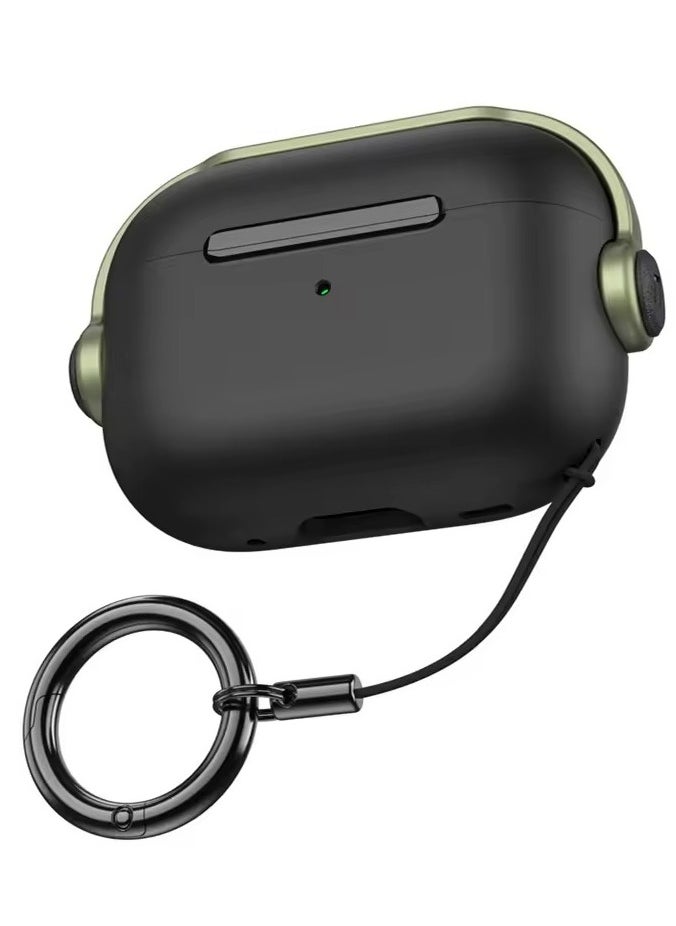 Generic - Case with Secure Lock, Music Headset Earphone Protective Case Cover Compatible with for AirPods 4 (Black/Green) - Image 1