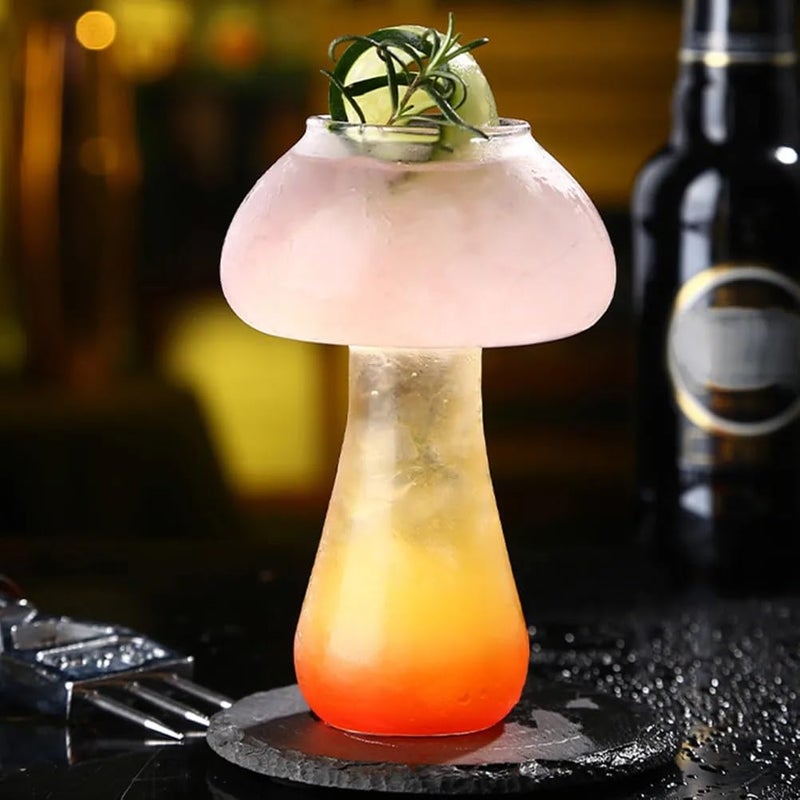 Melbify Melbify Mushroom Cocktail Glass with Free Straw Set of 2 300 Ml Fancy Creative Designer Unique Stylish Quirky Cocktail Glass Transparent  - Image 3