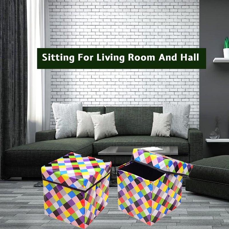 Cool Dealzz Cool Dealzz PVC Waterproof Foldable Storage Box Cum Stool for Living RoomOfficeKitchen - Image 3