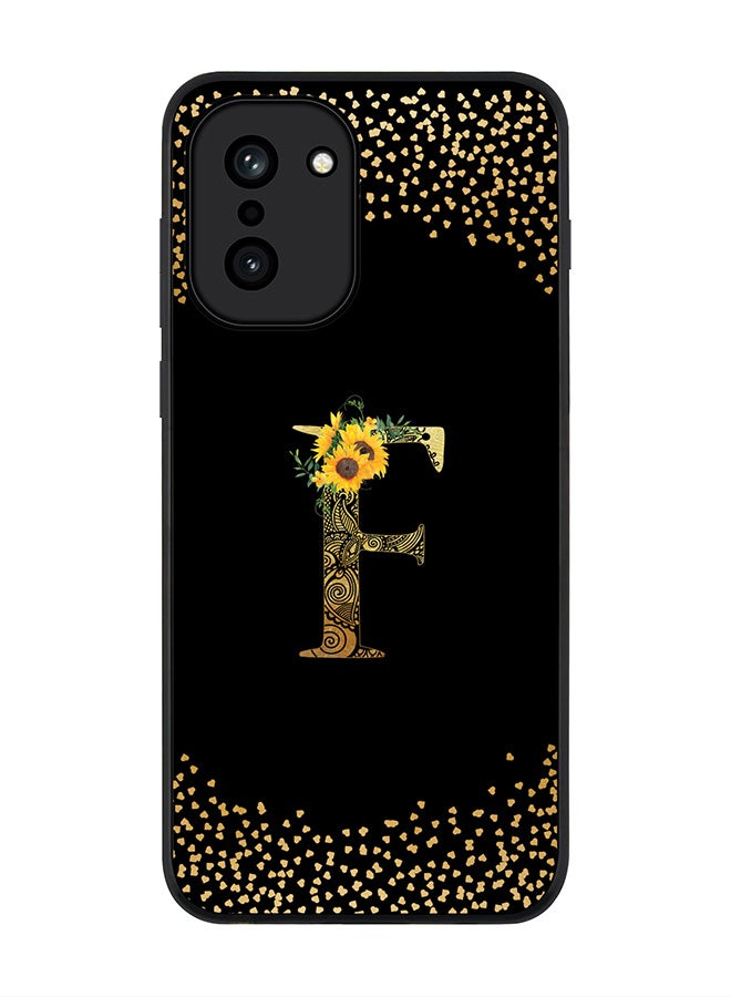 For OnePlus 15R Case,Slim fit Camera Protection, Shockproof Thin Phone cover  - Custom Floral Monogram - F ( Black )