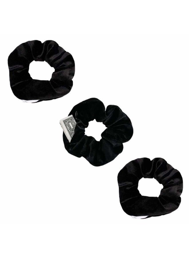 BSEKT BSEKT Zipper Scrunchies, Pocket Scrunchie, SECRET & HIDDEN, Velvet Hair Ties Bracelet, Compatible with Apple AirPods 2 & 1, Key Money Chapstick Storage Bag, Elastics Hair Band (Grey Black Beige) - Image 1