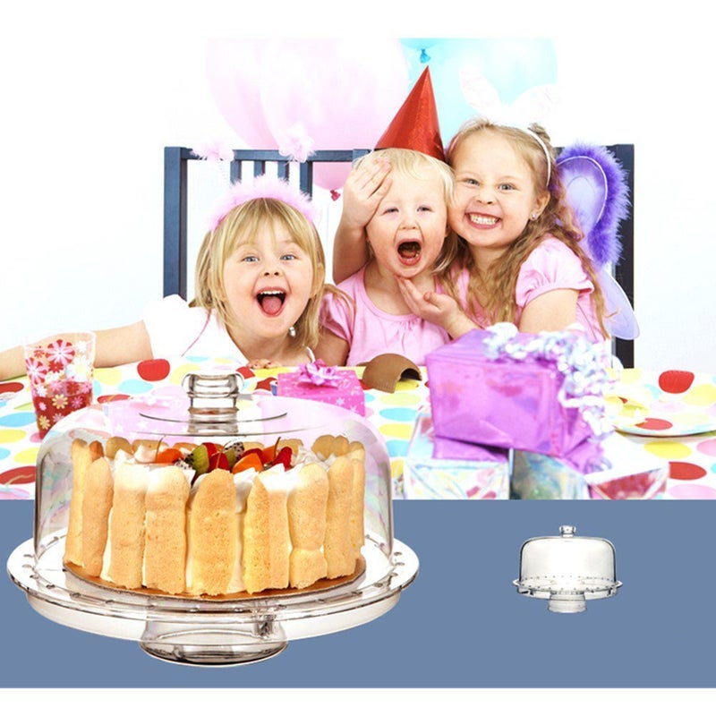 RHYDON Acrylic Cake Stand Multifunctional Serving Platter and Cake Plate with Dome (6 Uses) - Image 2