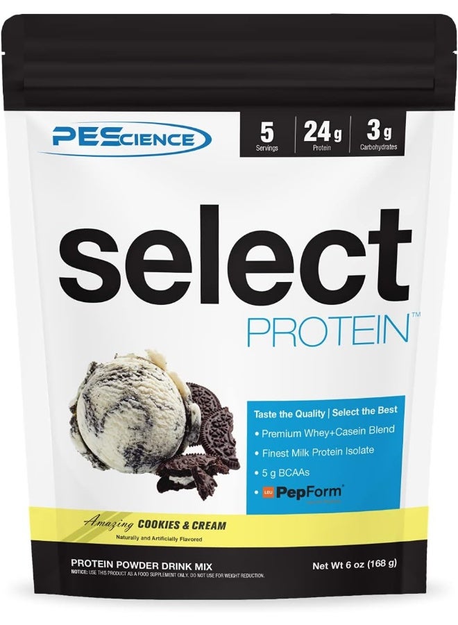 PEScience Select Low Carb Protein Powder, Cookies And Cream, 5 Serving, Keto Friendly And Gluten Free - Image 1