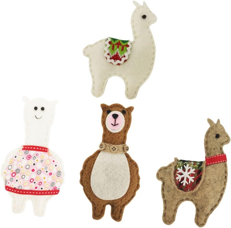 klarako 4pcs Christmas Cartoon Decoration Hanging Ornaments Lovely Creative Xmas Alpaca Pendant Dolls Pendants Decorative - Image 1