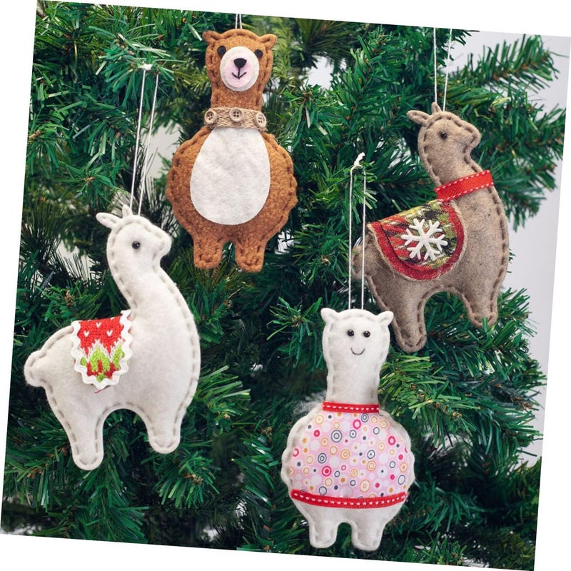 klarako 4pcs Christmas Cartoon Decoration Hanging Ornaments Lovely Creative Xmas Alpaca Pendant Dolls Pendants Decorative - Image 5