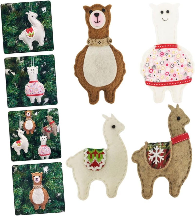 klarako 4pcs Christmas Cartoon Decoration Hanging Ornaments Lovely Creative Xmas Alpaca Pendant Dolls Pendants Decorative - Image 2