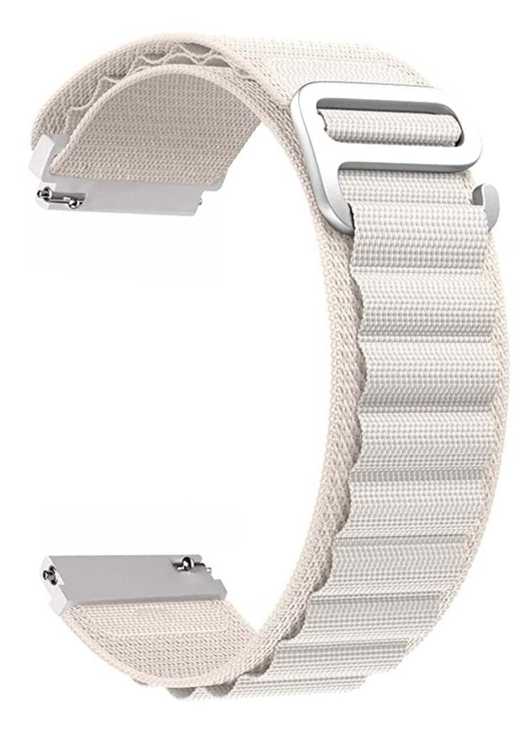 Generic - 20mm Stretch Nylon Metal Alpine Loop Woven Strap For Oraimo OSW16- Smart Watch- With Titanium G Hook  White - Image 1