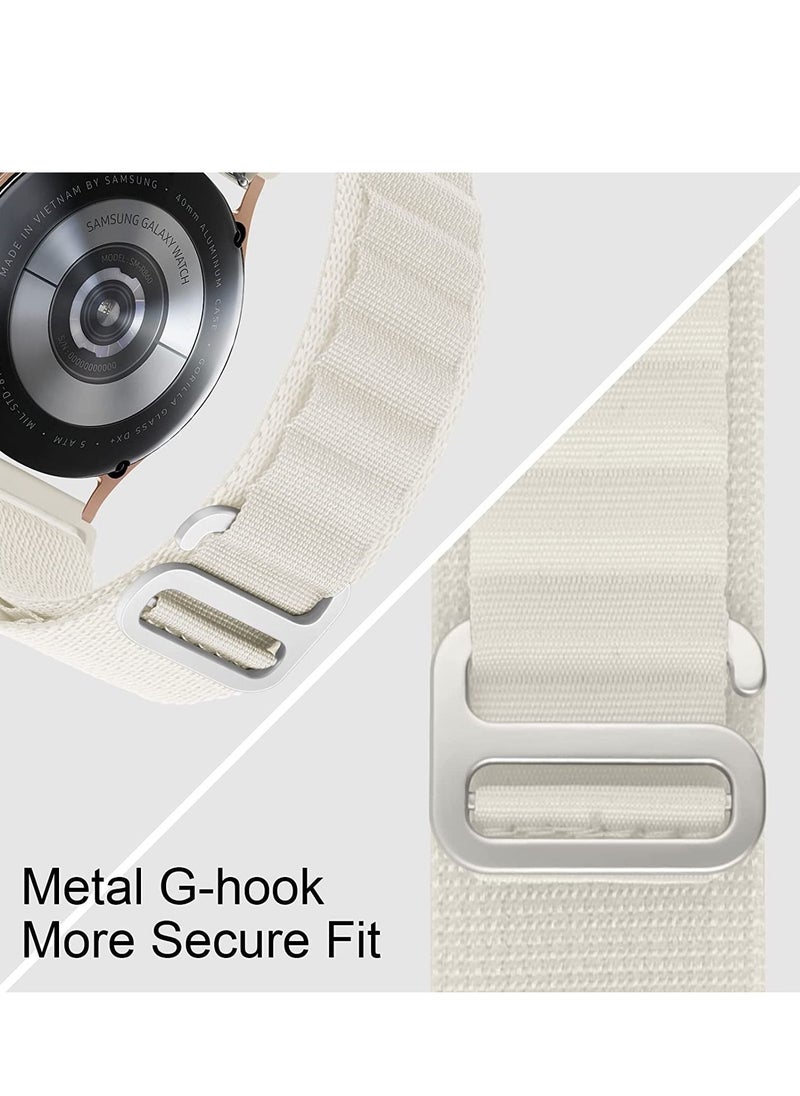 Generic - 20mm Stretch Nylon Metal Alpine Loop Woven Strap For Oraimo OSW16- Smart Watch- With Titanium G Hook  White - Image 1
