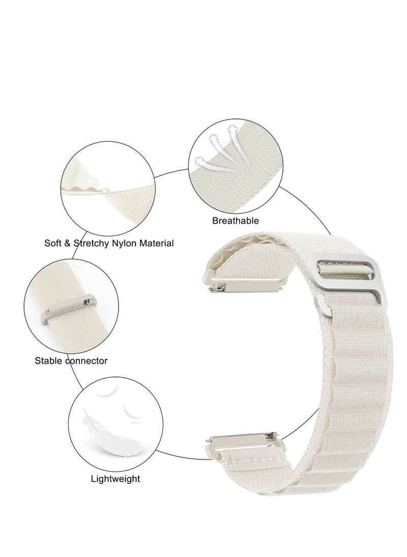 Generic - 20mm Stretch Nylon Metal Alpine Loop Woven Strap For Oraimo OSW16- Smart Watch- With Titanium G Hook  White - Image 1