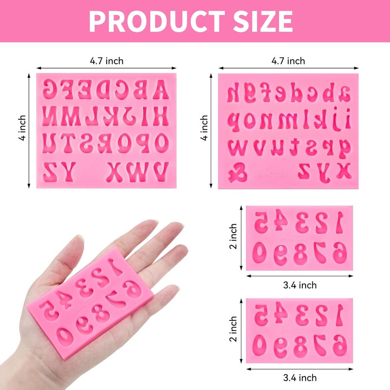 Puyeipt 4 Pcs Silicone Letter Molds for Chocolate, 0-9 Number and 26 Alphabet Letter Molds Fondant Mold for Edible Cake Dessert Decorating - Image 2