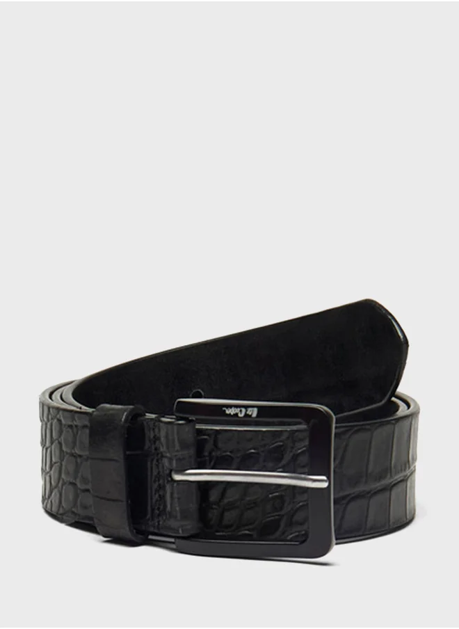 Lee Cooper Textured Leather Belt With Pin Buckle Closure