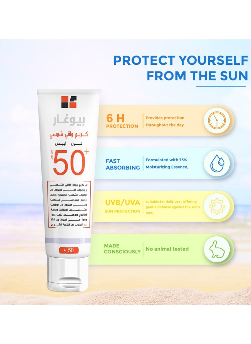 BIOGHAR - Sunblock SPF50+ White Color 50gm - Image 1