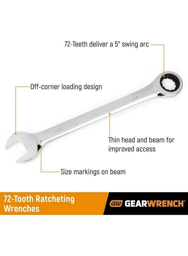 GearWrench 72-Tooth 12-Point Ratcheting Combination Wrench Silver 18 mm 9118D - Image 2