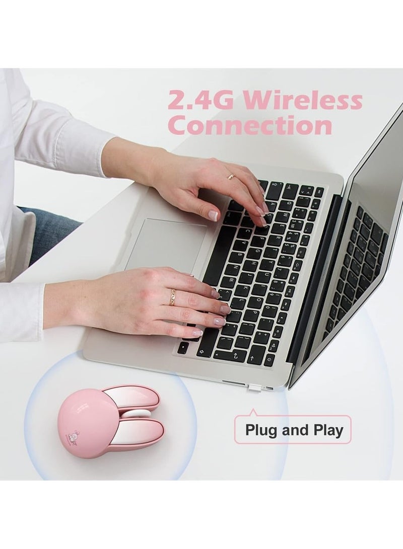 General Cordless Silent Mouse, Cute Rabbit Design, 2.4G Slim Cordless Mouse for Chromebook, PC, Laptop, Notebook Optical Mouse Wireless  - Image 2
