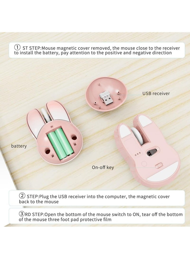 General Cordless Silent Mouse, Cute Rabbit Design, 2.4G Slim Cordless Mouse for Chromebook, PC, Laptop, Notebook Optical Mouse Wireless  - Image 3