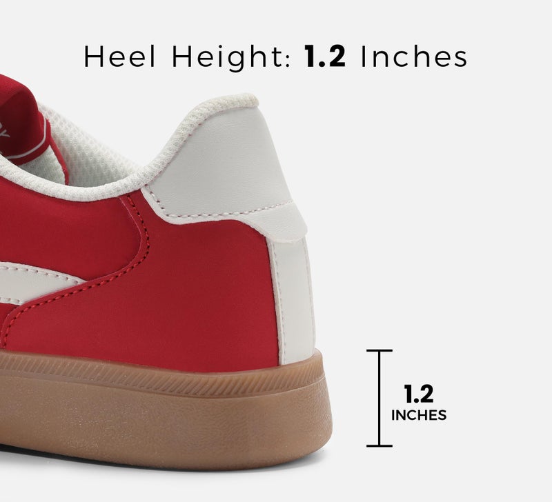 LUCKY STEP Women's Classic Fashion Casual Sneakers Skate Shoes No Slip Lace Up Walking Shoes(8.5 M US Red) - Image 3