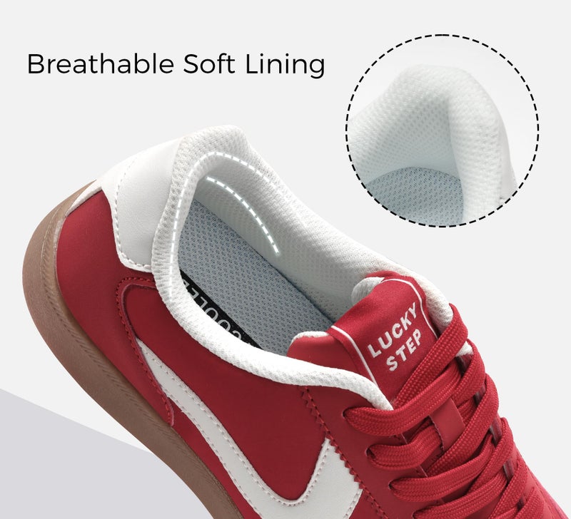 LUCKY STEP Women's Classic Fashion Casual Sneakers Skate Shoes No Slip Lace Up Walking Shoes(8.5 M US Red) - Image 5