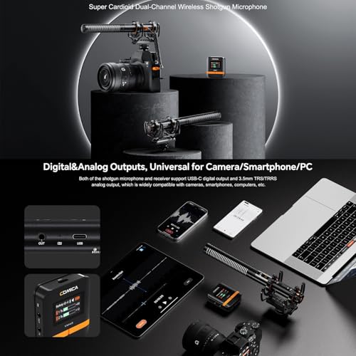 COMICA VM40 Wireless Shotgun Microphone with Receiver for Camera,Smartphone and PC,Support APP Control USB C Digital Output for Video Recording, Podcasting and Interview - Image 3