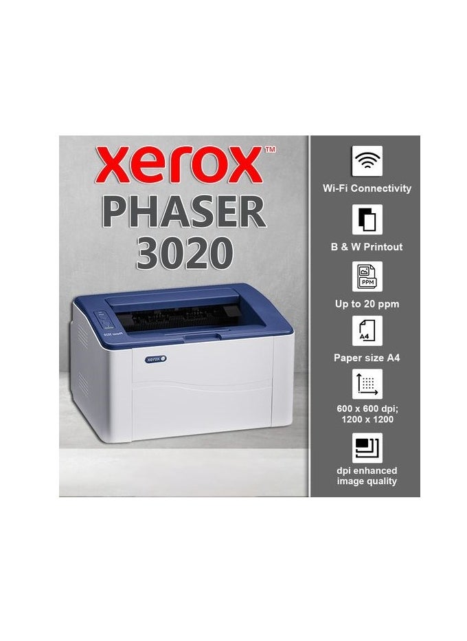 xerox - Phaser 3020 Monochrome Laser Printer USB WiFi - Image 1