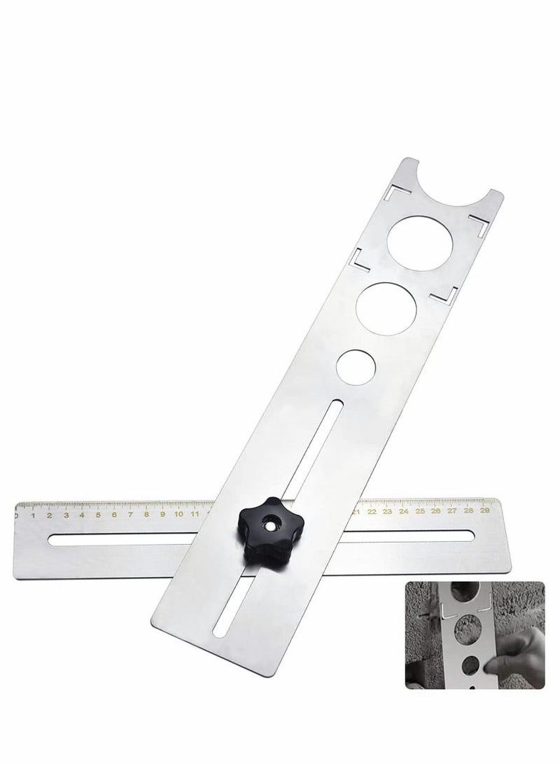 Excefore Ceramic Tile Hole Locator Stainless Steel Direction Jig Accurate Drilling Hole Floor Drilling Guide Finder Gauge 360 Degree Adjustment Hole Locator for Ceramic Cutting  - Image 1