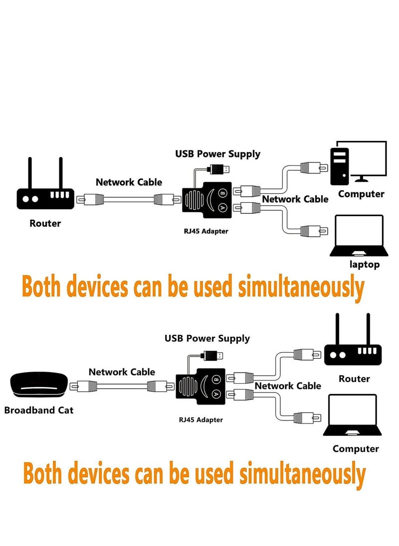 Generic Ethernet Splitter 1 to 2 RJ45 Network Male, RJ45 LAN Ethernet Socket Connector Adapter, for Cat5, Cat5e, Cat6, Cat7 (Black, Power Supply Required)  - Image 4