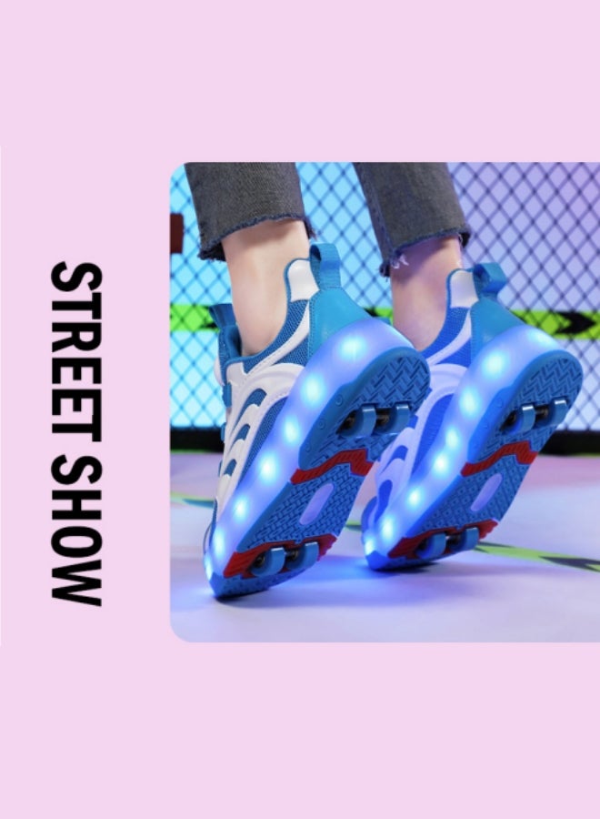 Loquat Unisex Kids Roller Skates Shoes USB Charging, Girls Boys LED Roller Skate Shoes with Double Wheels Retractable Technical Skateboarding - Image 4