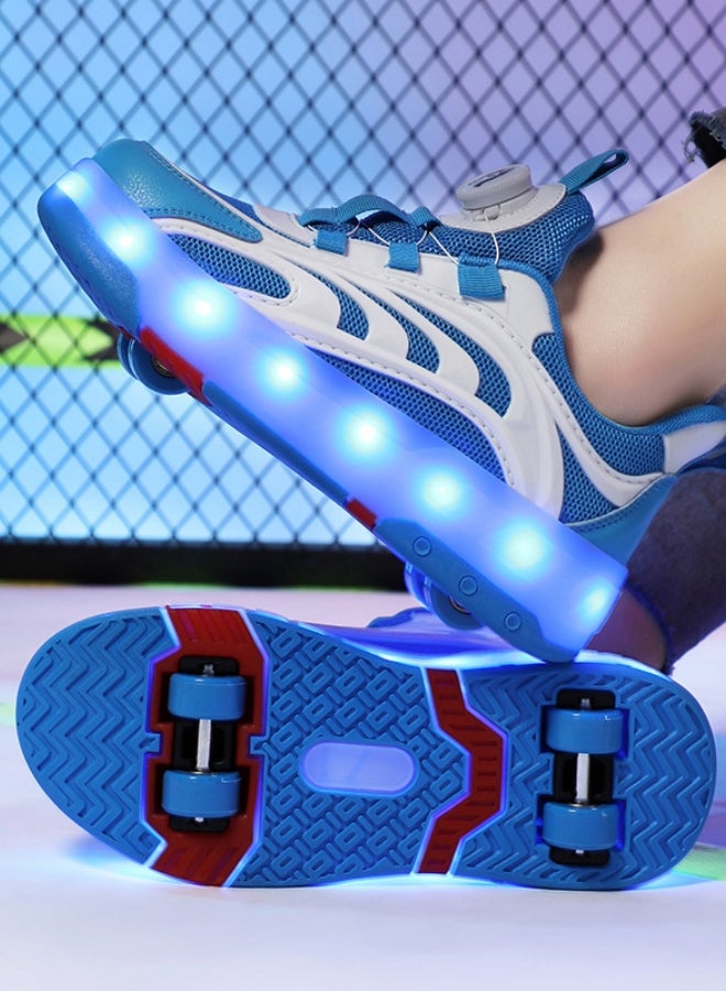 Loquat Unisex Kids Roller Skates Shoes USB Charging, Girls Boys LED Roller Skate Shoes with Double Wheels Retractable Technical Skateboarding - Image 2