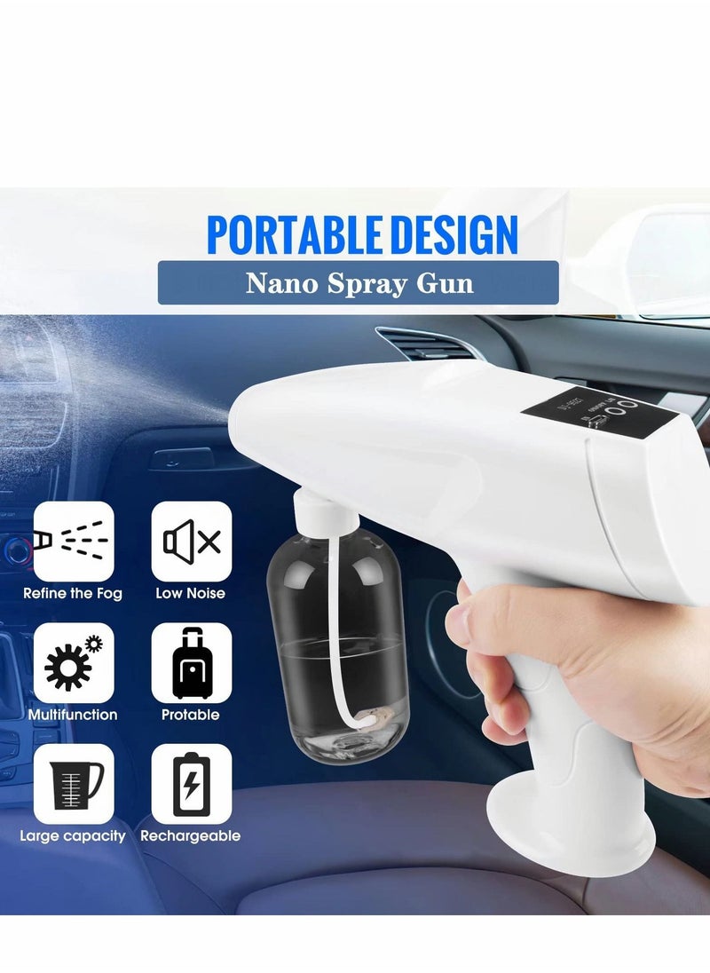 Y&D - Disinfectant Fogger,Handheld Rechargeable Nano Spray Gun,Touch Screen Portable Atomizer Sprayer，250ml，White - Image 1