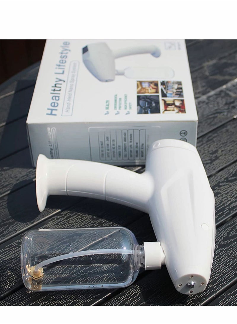 Y&D - Disinfectant Fogger,Handheld Rechargeable Nano Spray Gun,Touch Screen Portable Atomizer Sprayer，250ml，White - Image 1