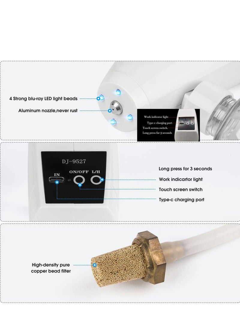 Y&D - Disinfectant Fogger,Handheld Rechargeable Nano Spray Gun,Touch Screen Portable Atomizer Sprayer，250ml，White - Image 1