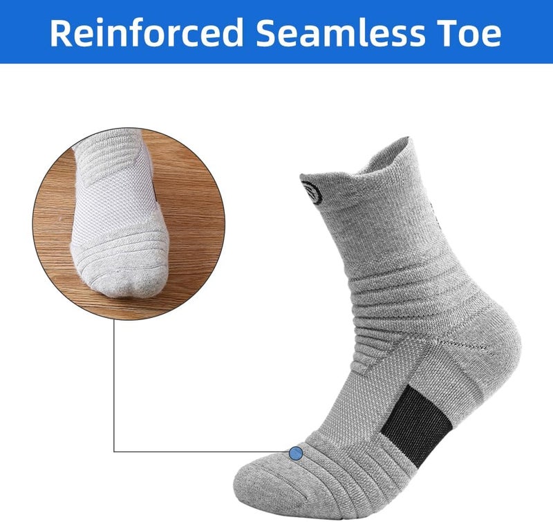 HASTHIP Men s Socks,100% Cotton Athletic Comfort Socks, Keep Warm Breathable Non-slip Sweat-Absorptive Odor-Resistant Socks For Sports, Hiking, Running (3Pairs) - Image 4