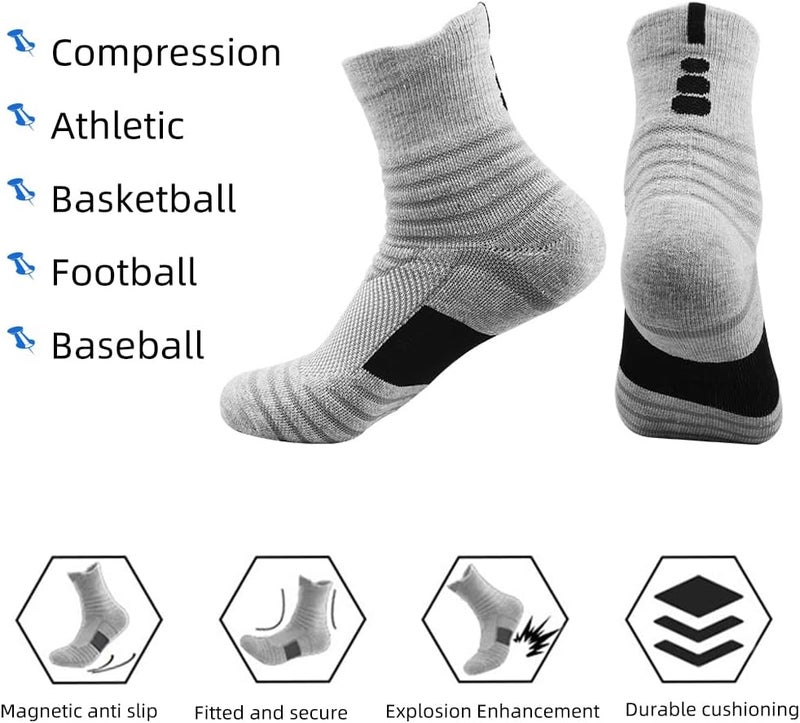 HASTHIP Men s Socks,100% Cotton Athletic Comfort Socks, Keep Warm Breathable Non-slip Sweat-Absorptive Odor-Resistant Socks For Sports, Hiking, Running (3Pairs) - Image 2