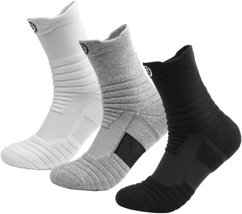 HASTHIP Men s Socks,100% Cotton Athletic Comfort Socks, Keep Warm Breathable Non-slip Sweat-Absorptive Odor-Resistant Socks For Sports, Hiking, Running (3Pairs) - Image 1