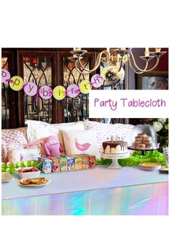 Excefore 3 Pack Iridescence Plastic Tablecloths, Shiny Disposable Rectangle Table Covers, Iridescent Table Cloth for Wedding Party Birthday Christmas Baby Shower Decoration, 54" x 108"  - Image 4