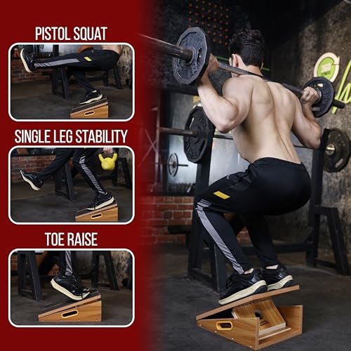 MAVIKS Professional Adjustable Calf Stretcher Slant Board for Squats for Ankle and Achilles Stretching, Posture Wooden Slant Board for Calf Stretching, Squat Wedge for Physical therapy & Exercise - Image 4